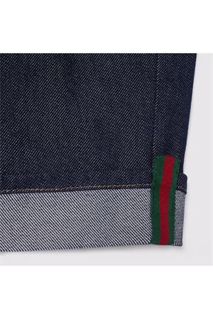 Shorts bambino in denim con nastro Web GUCCI KIDS | 853979XDDCE4759